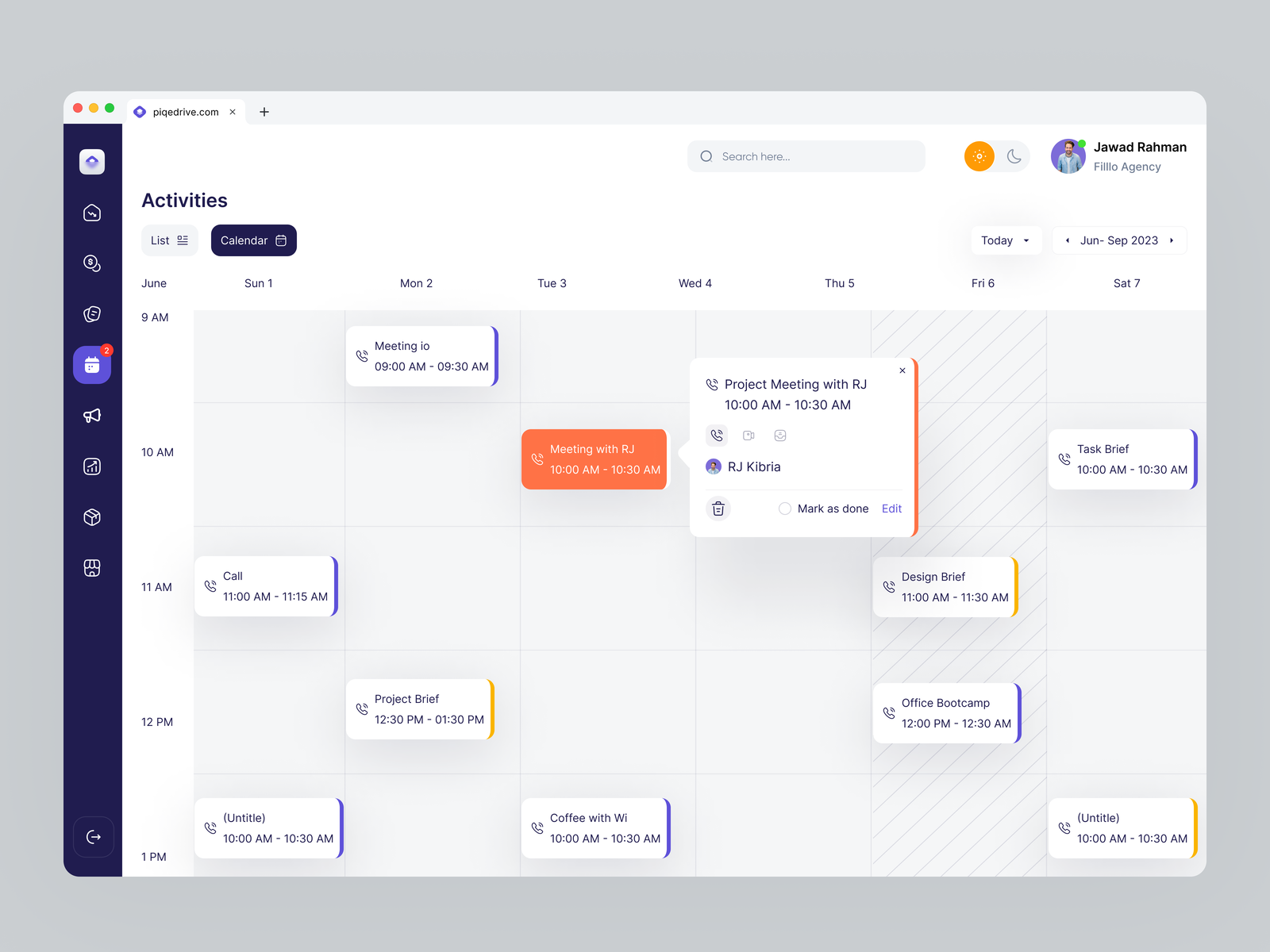 Sleek Calendar Interface of a Productivity App design by Jawadur Rahman ...