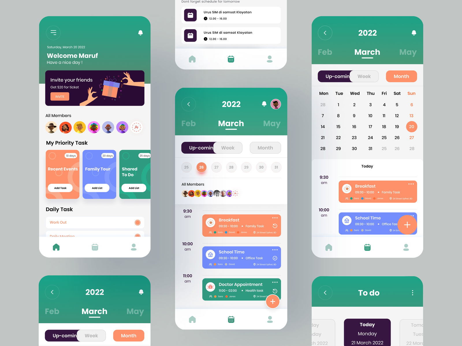 Mobile App UI Design for Task Management design by Maruf Ahmed on Flames