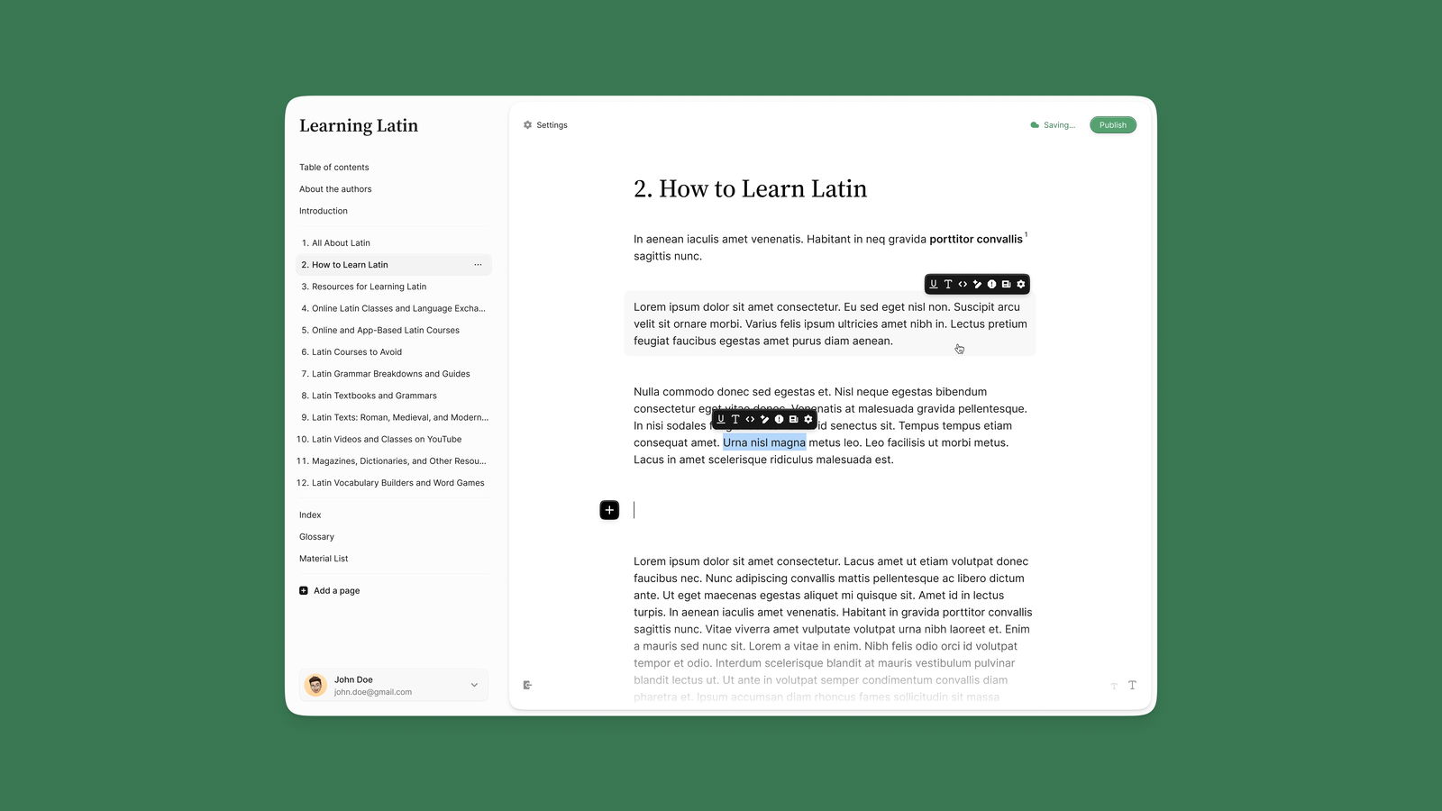 Learning Latin: Online Course Interface Design design by Jim on Flames