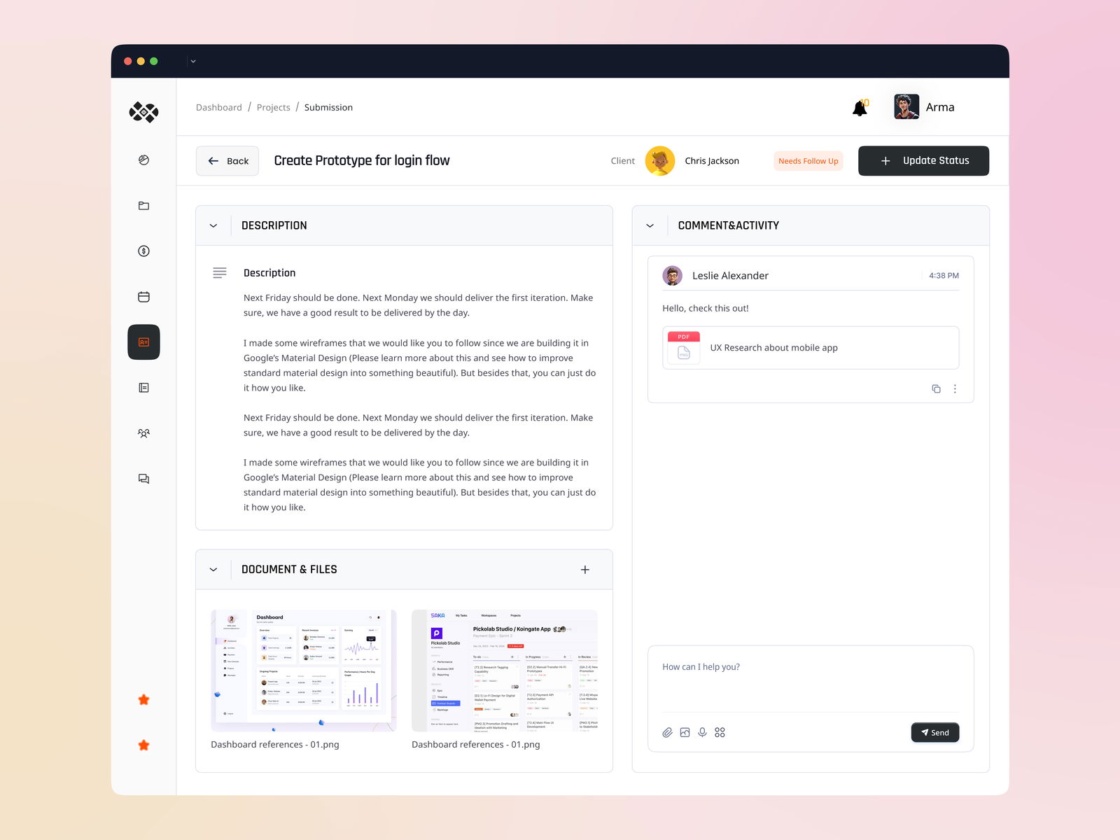 Task Overview Dashboard design by Hej Arma on Flames