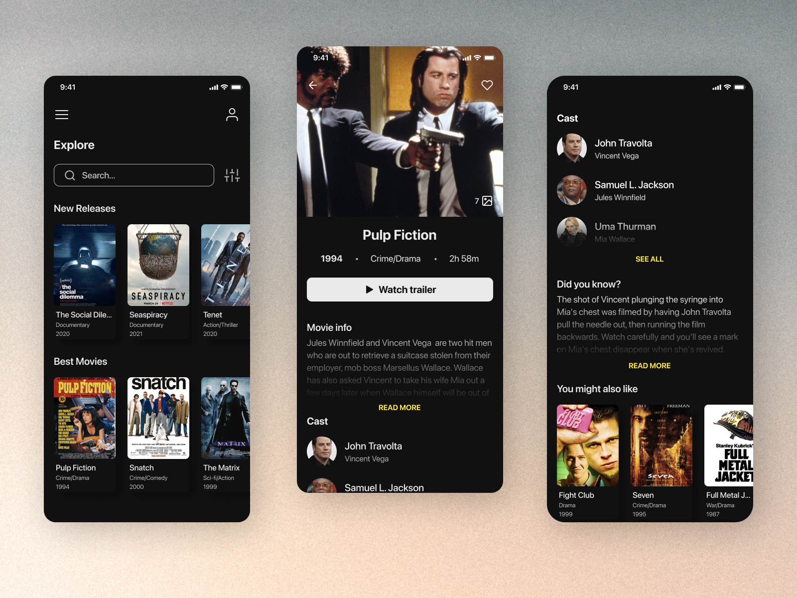 Movie Streaming App Interface Design design by Dimitri on Flames