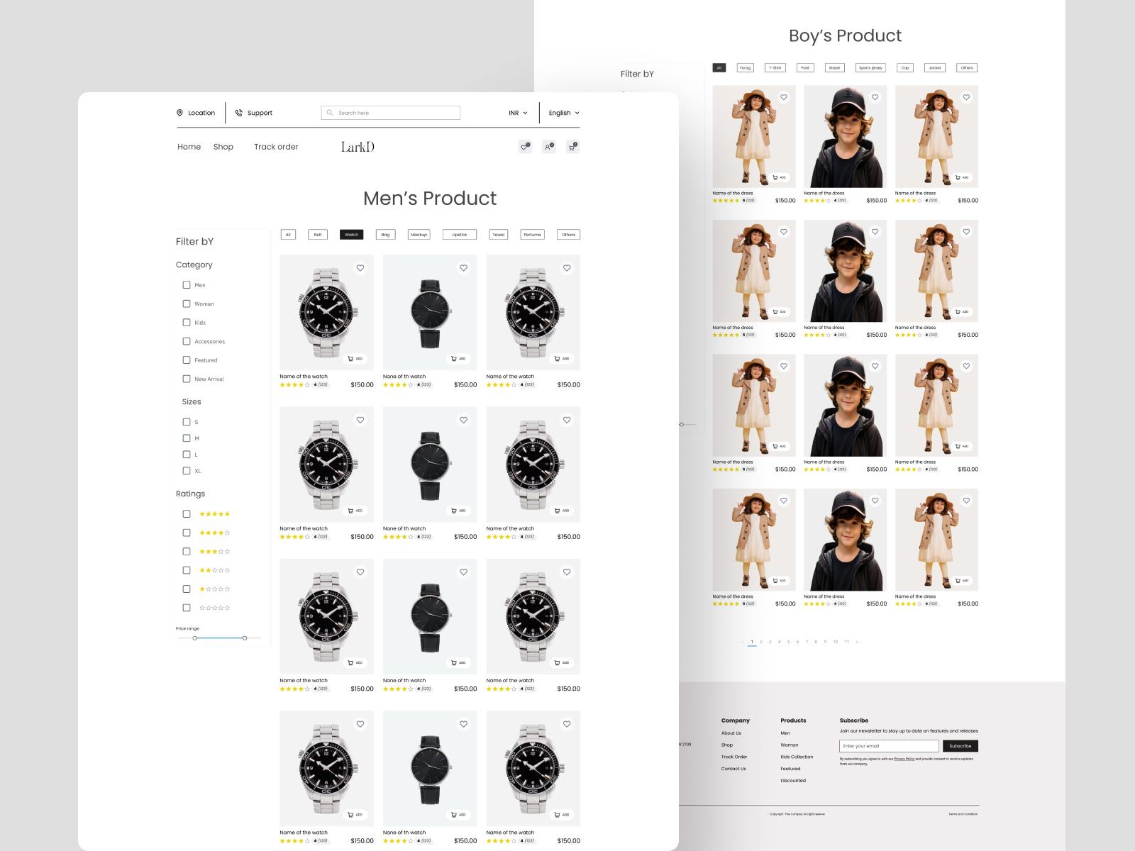 Product listing page