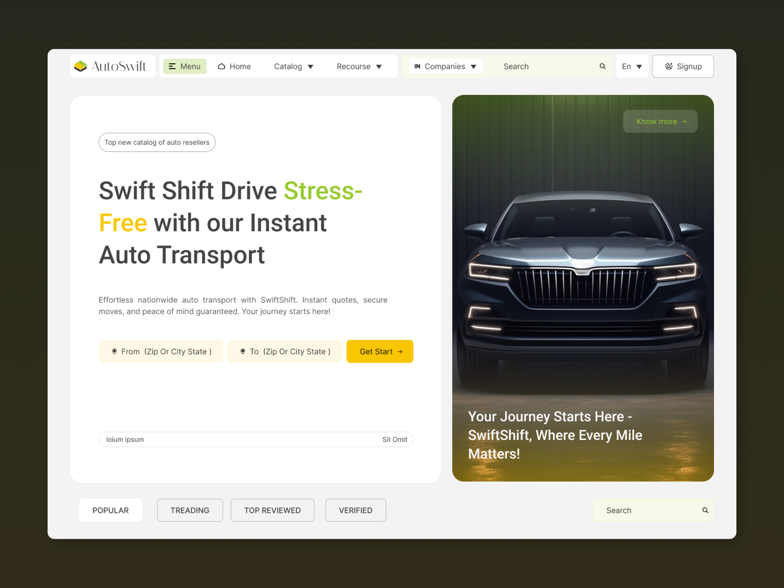 Auto Swift: An online auto shop design by Jubayer Islam Joy on Flames