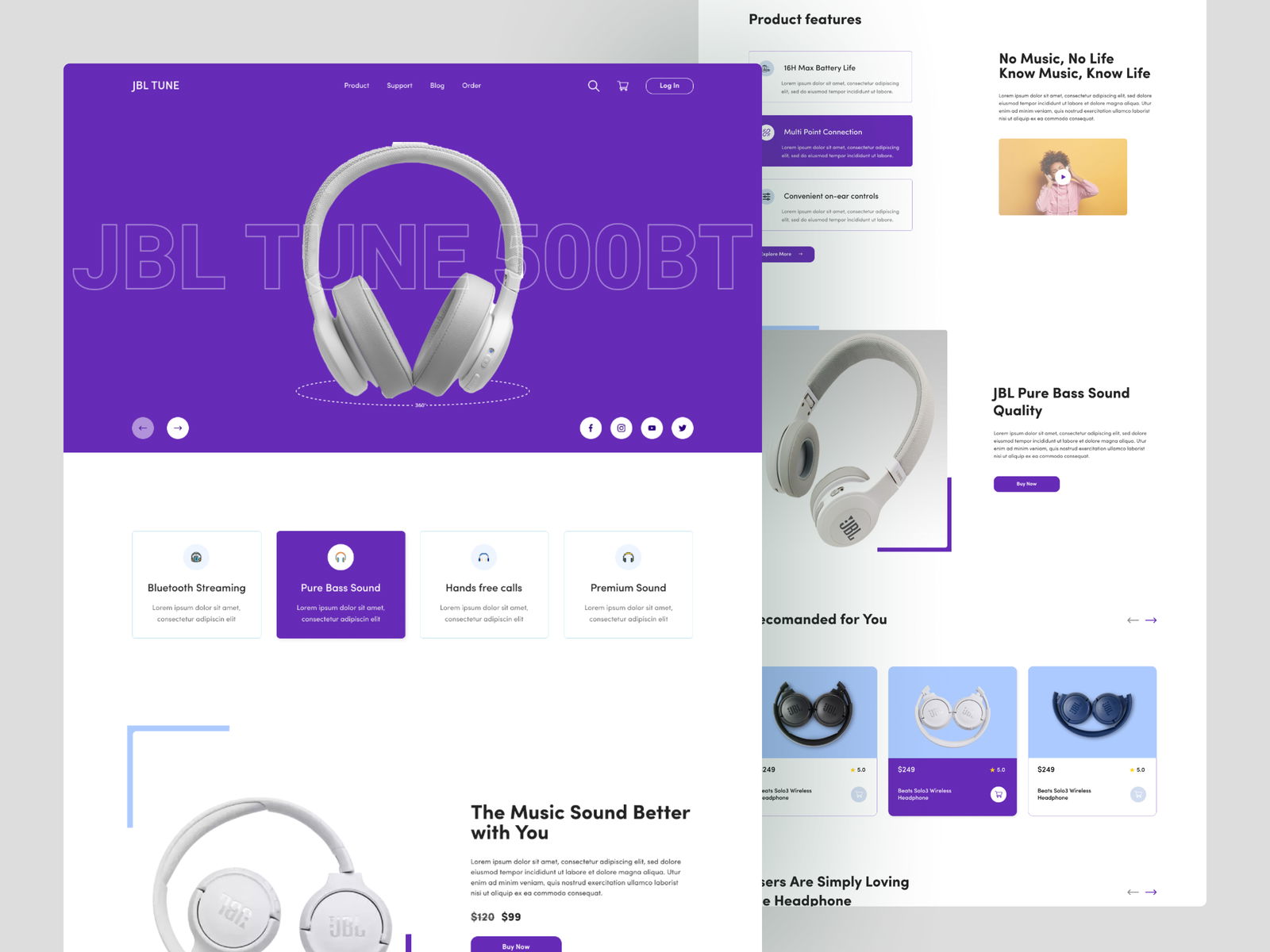 Headphone Website design design by Rupak Chakraborty on Flames