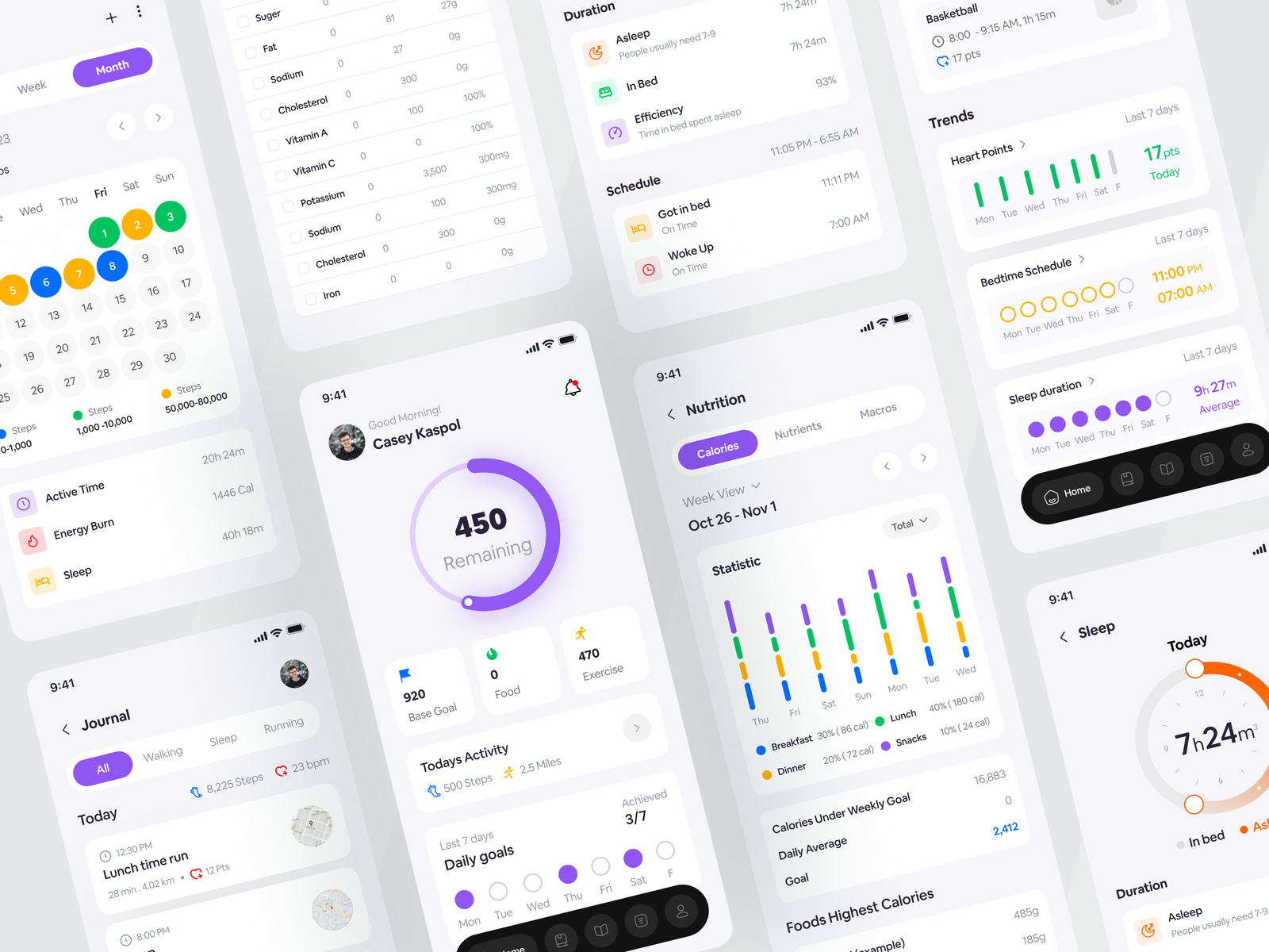 Sleek Health & Fitness App Interface Collection design by Filllo Design ...