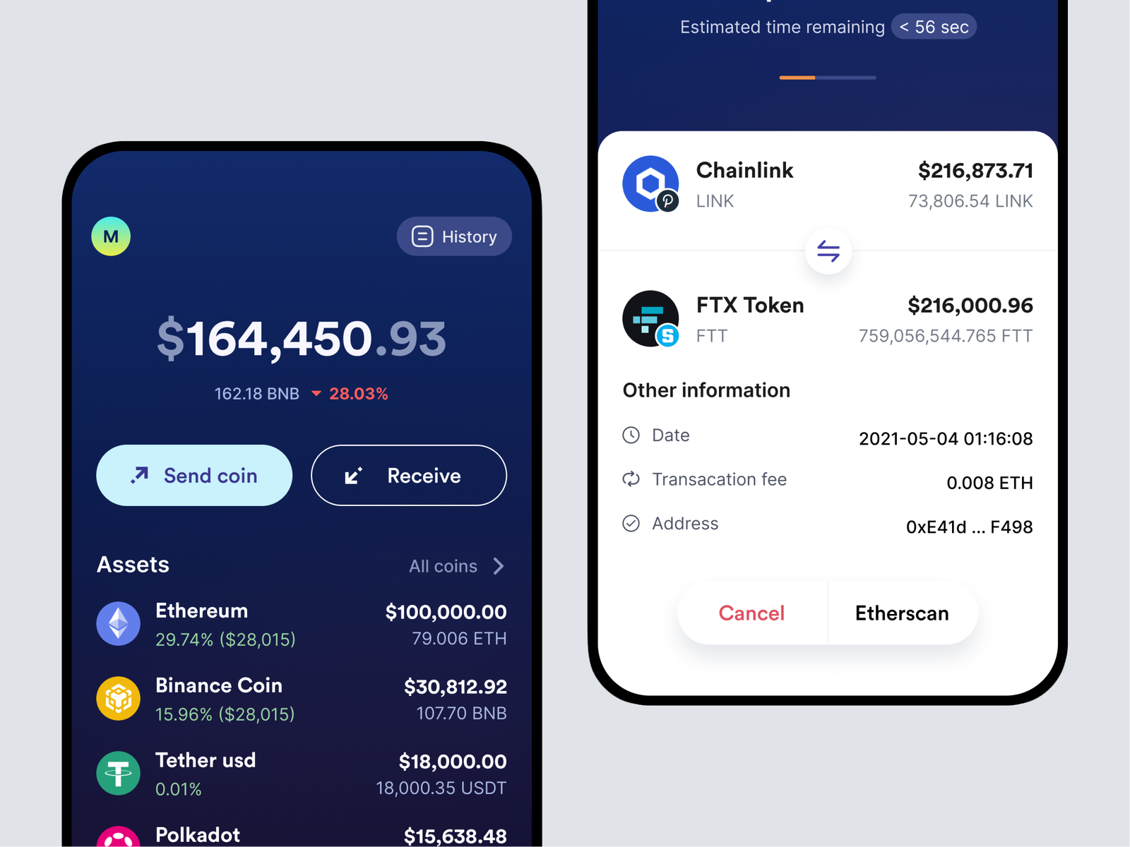 Cryptocurrency Wallet Interface Design design by Renat Muratshin on Flames